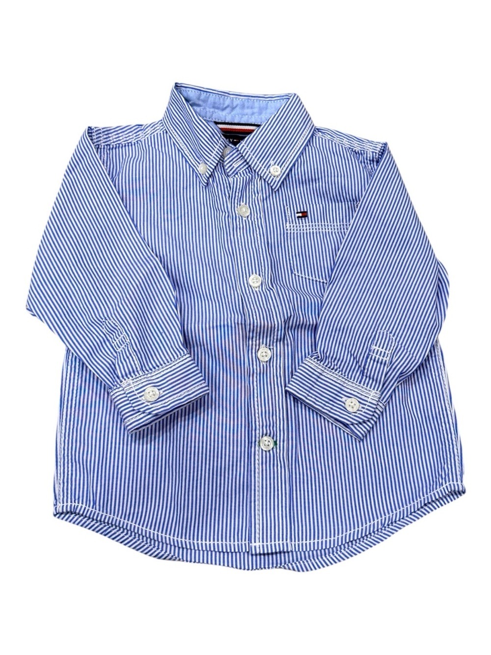 Tommy Hilfiger Boys Button Down Shirt Stripe Oxford Cotton Logo 18 Months